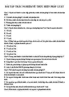 Bài tập trắc nghiệm về Thực hiện pháp luật Giáo dục công dân lớp 12